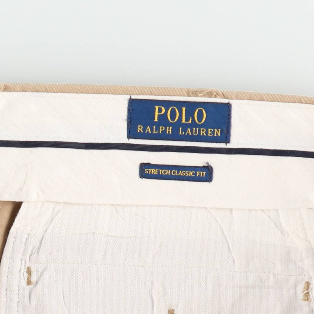 Ralph Lauren POLO RALPH LAUREN STRETCH CLASSIC FIT all-over skull pattern chino pants, men's size W39 (approx.) cotton Beige type Vintage Second Hand