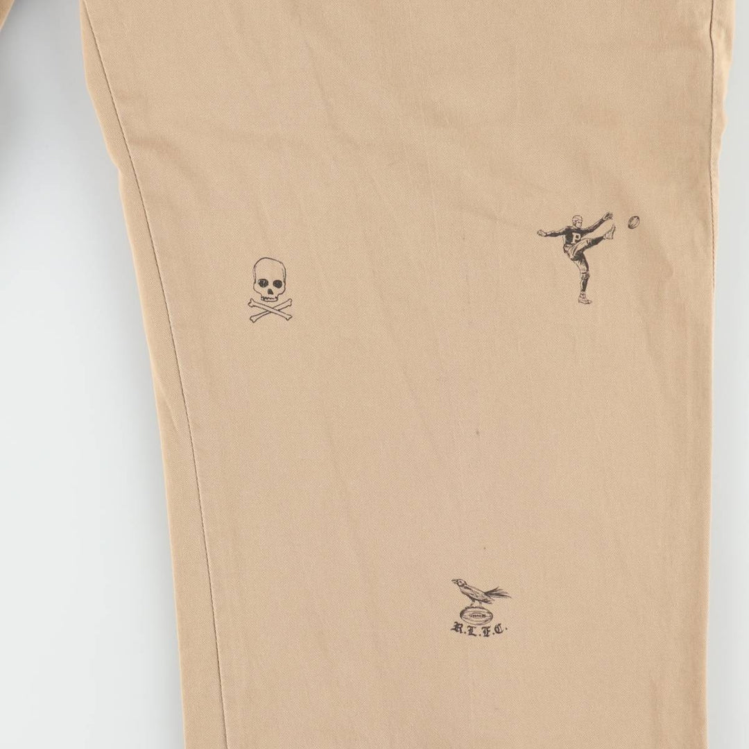 Ralph Lauren POLO RALPH LAUREN STRETCH CLASSIC FIT all-over skull pattern chino pants, men's size W39 (approx.) cotton Beige type Vintage Second Hand
