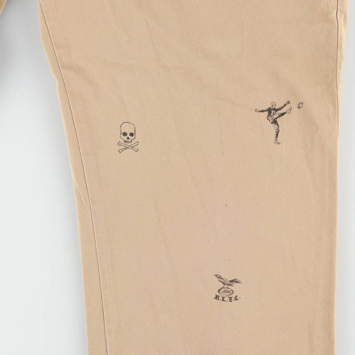 Ralph Lauren POLO RALPH LAUREN STRETCH CLASSIC FIT all-over skull pattern chino pants, men's size W39 (approx.) cotton Beige type Vintage Second Hand