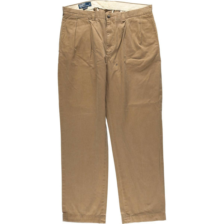Ralph Lauren POLO by Ralph Lauren ETHAN PANT Two-pleat chino pants for men, size W36 cotton Beige type Vintage Second Hand