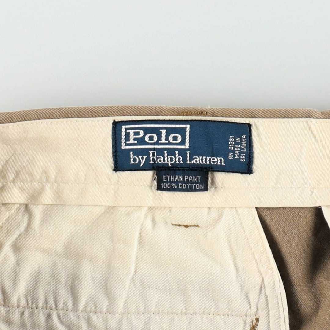 Ralph Lauren POLO by Ralph Lauren ETHAN PANT Two-pleat chino pants for men, size W36 cotton Beige type Vintage Second Hand