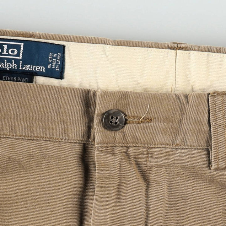 Ralph Lauren POLO by Ralph Lauren ETHAN PANT Two-pleat chino pants for men, size W36 cotton Beige type Vintage Second Hand