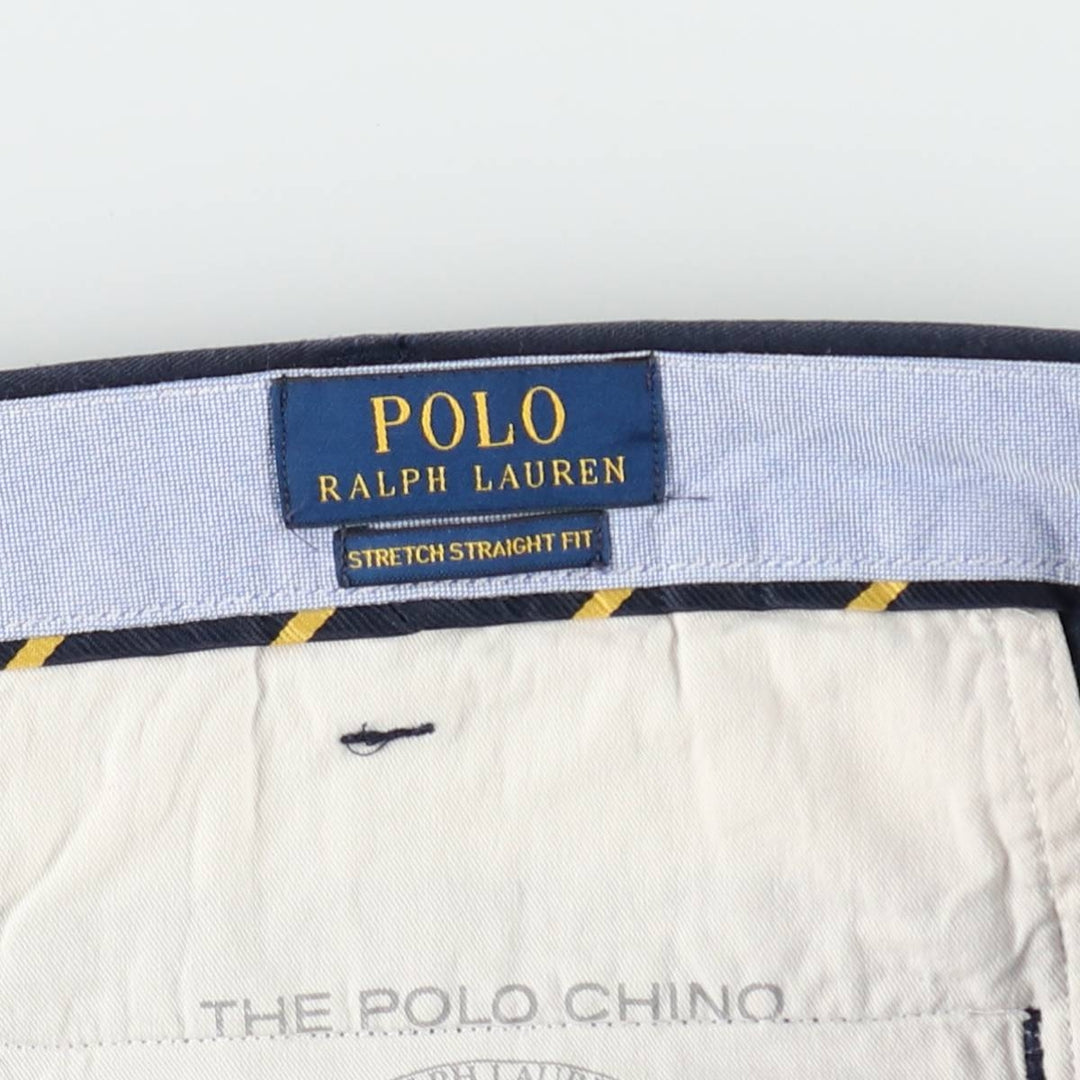 Big size Ralph Lauren POLO RALPH LAUREN STRETCH STRAIGHT FIT all-over print Polo Bear chino pants, men's size W41 (approx.) cotton navy blue type Vintage Second Hand