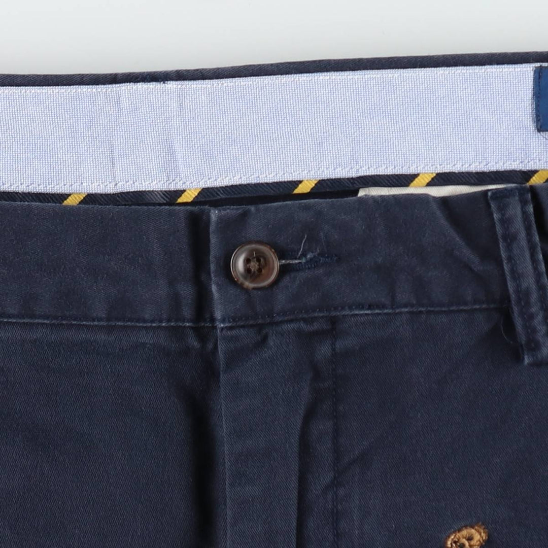 Big size Ralph Lauren POLO RALPH LAUREN STRETCH STRAIGHT FIT all-over print Polo Bear chino pants, men's size W41 (approx.) cotton navy blue type Vintage Second Hand