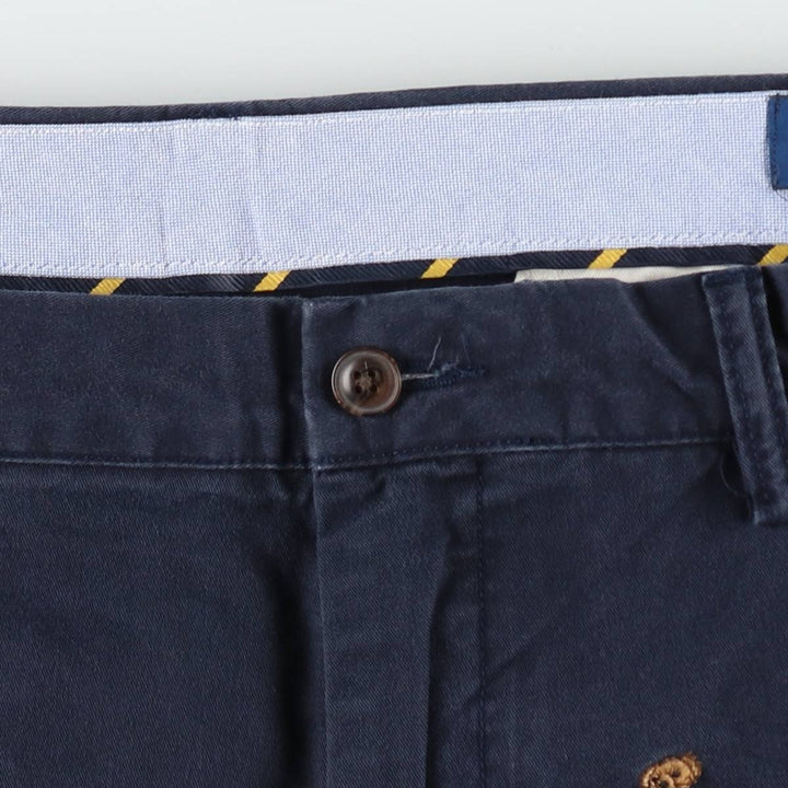 Big size Ralph Lauren POLO RALPH LAUREN STRETCH STRAIGHT FIT all-over print Polo Bear chino pants, men's size W41 (approx.) cotton navy blue type Vintage Second Hand