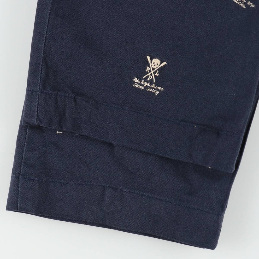 Big size Ralph Lauren POLO RALPH LAUREN STRETCH STRAIGHT FIT all-over print Polo Bear chino pants, men's size W41 (approx.) cotton navy blue type Vintage Second Hand