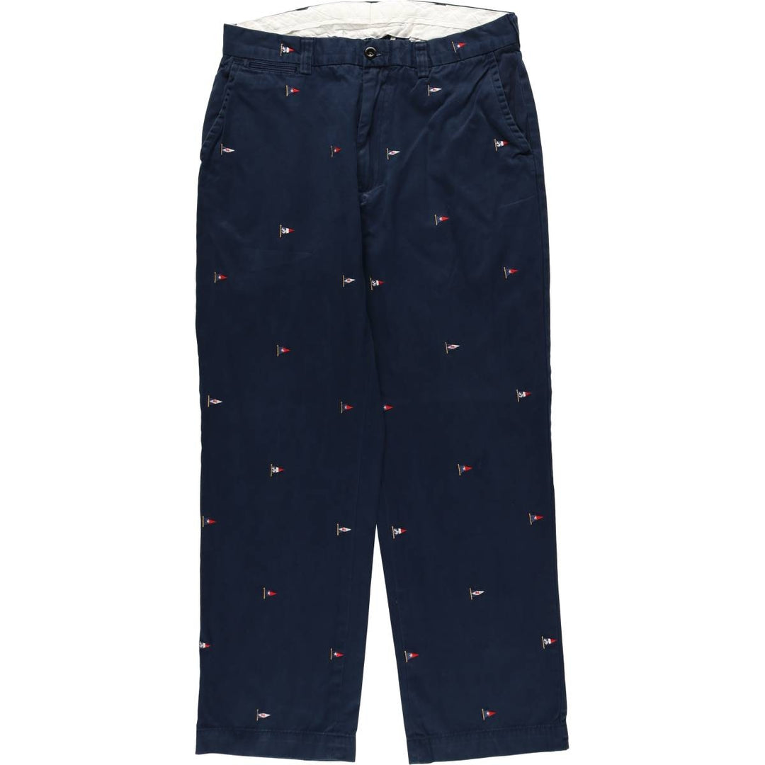 Ralph Lauren POLO by Ralph Lauren all-over print chino pants, men's size W34 (approx.) cotton navy blue type Vintage Second Hand