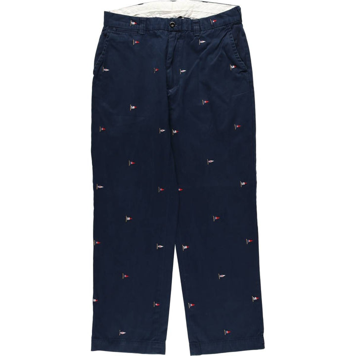 Ralph Lauren POLO by Ralph Lauren all-over print chino pants, men's size W34 (approx.) cotton navy blue type Vintage Second Hand