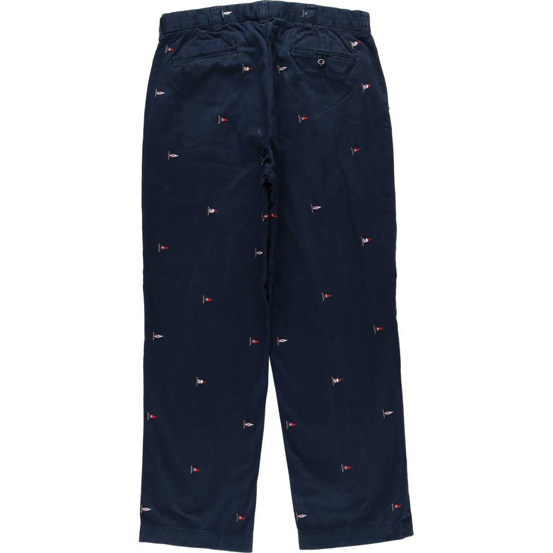 Ralph Lauren POLO by Ralph Lauren all-over print chino pants, men's size W34 (approx.) cotton navy blue type Vintage Second Hand