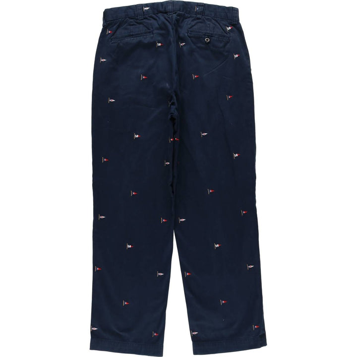 Ralph Lauren POLO by Ralph Lauren all-over print chino pants, men's size W34 (approx.) cotton navy blue type Vintage Second Hand