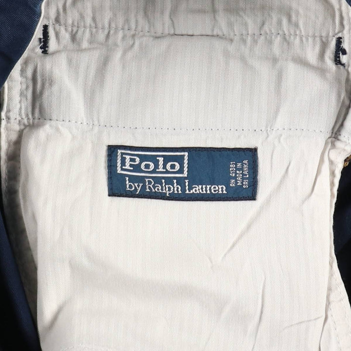 Ralph Lauren POLO by Ralph Lauren all-over print chino pants, men's size W34 (approx.) cotton navy blue type Vintage Second Hand