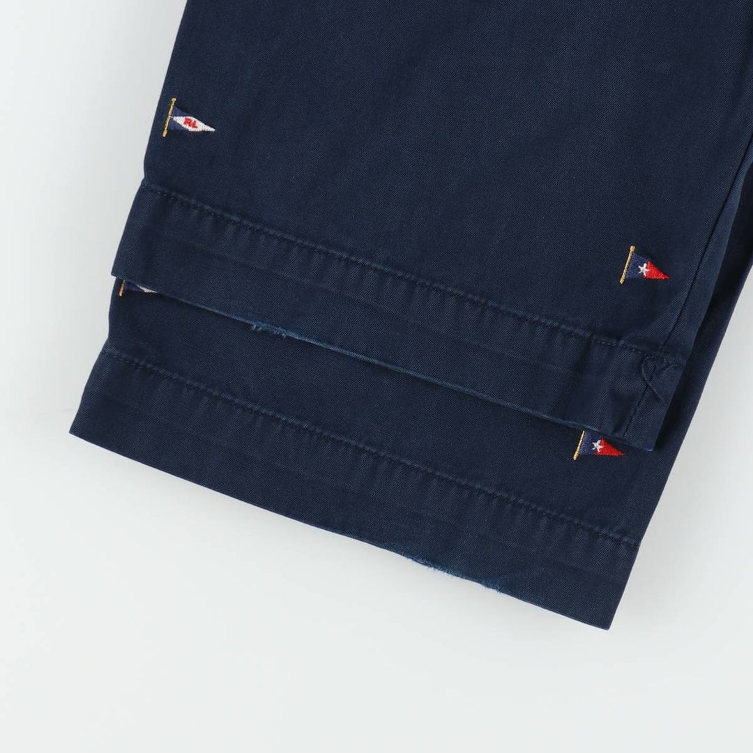 Ralph Lauren POLO by Ralph Lauren all-over print chino pants, men's size W34 (approx.) cotton navy blue type Vintage Second Hand