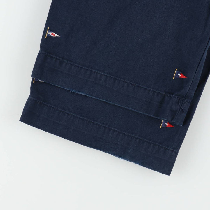 Ralph Lauren POLO by Ralph Lauren all-over print chino pants, men's size W34 (approx.) cotton navy blue type Vintage Second Hand