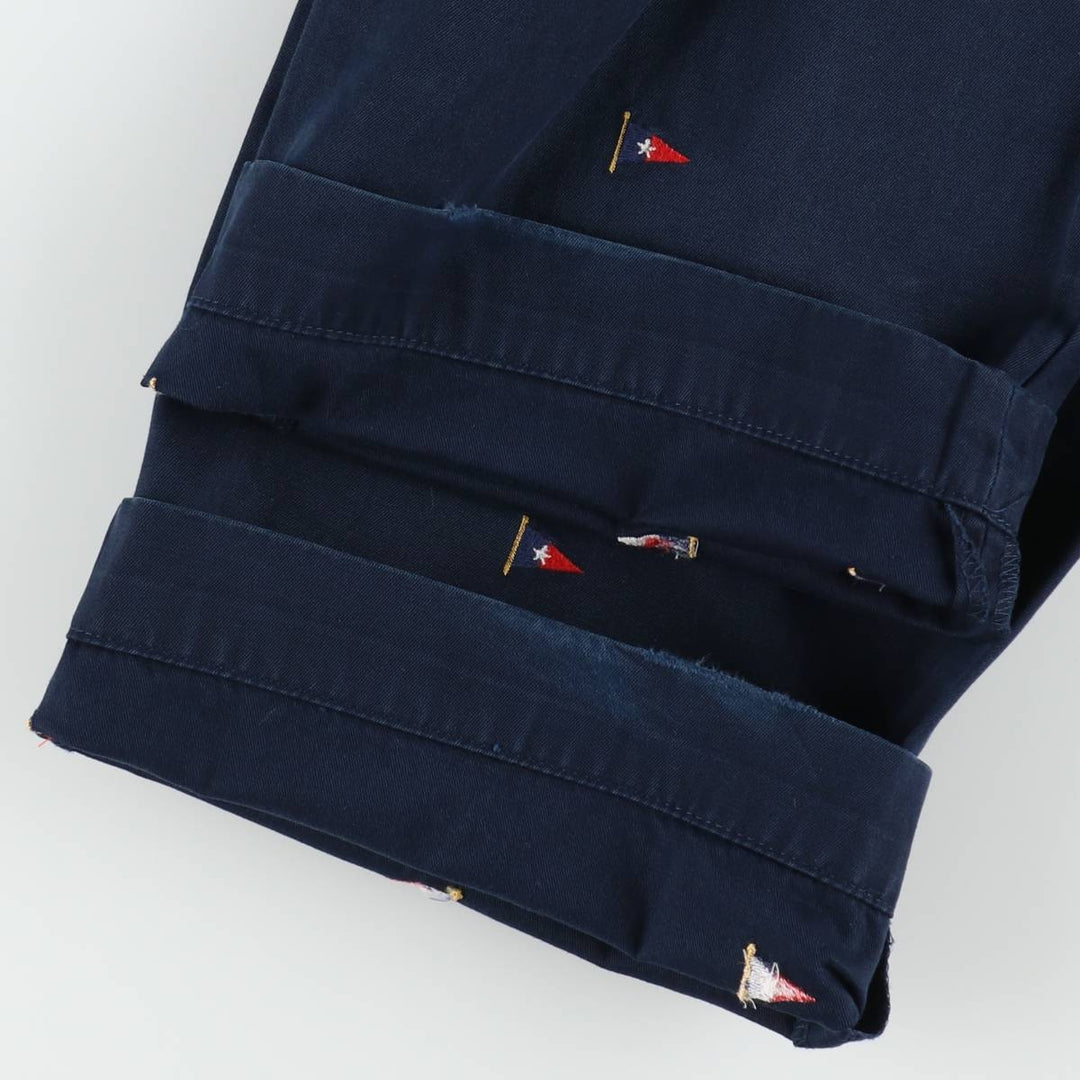 Ralph Lauren POLO by Ralph Lauren all-over print chino pants, men's size W34 (approx.) cotton navy blue type Vintage Second Hand