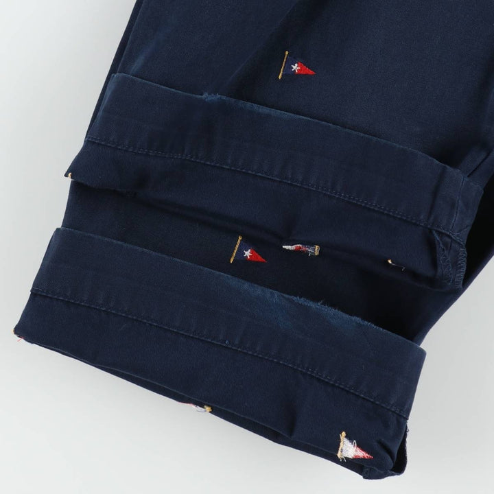 Ralph Lauren POLO by Ralph Lauren all-over print chino pants, men's size W34 (approx.) cotton navy blue type Vintage Second Hand