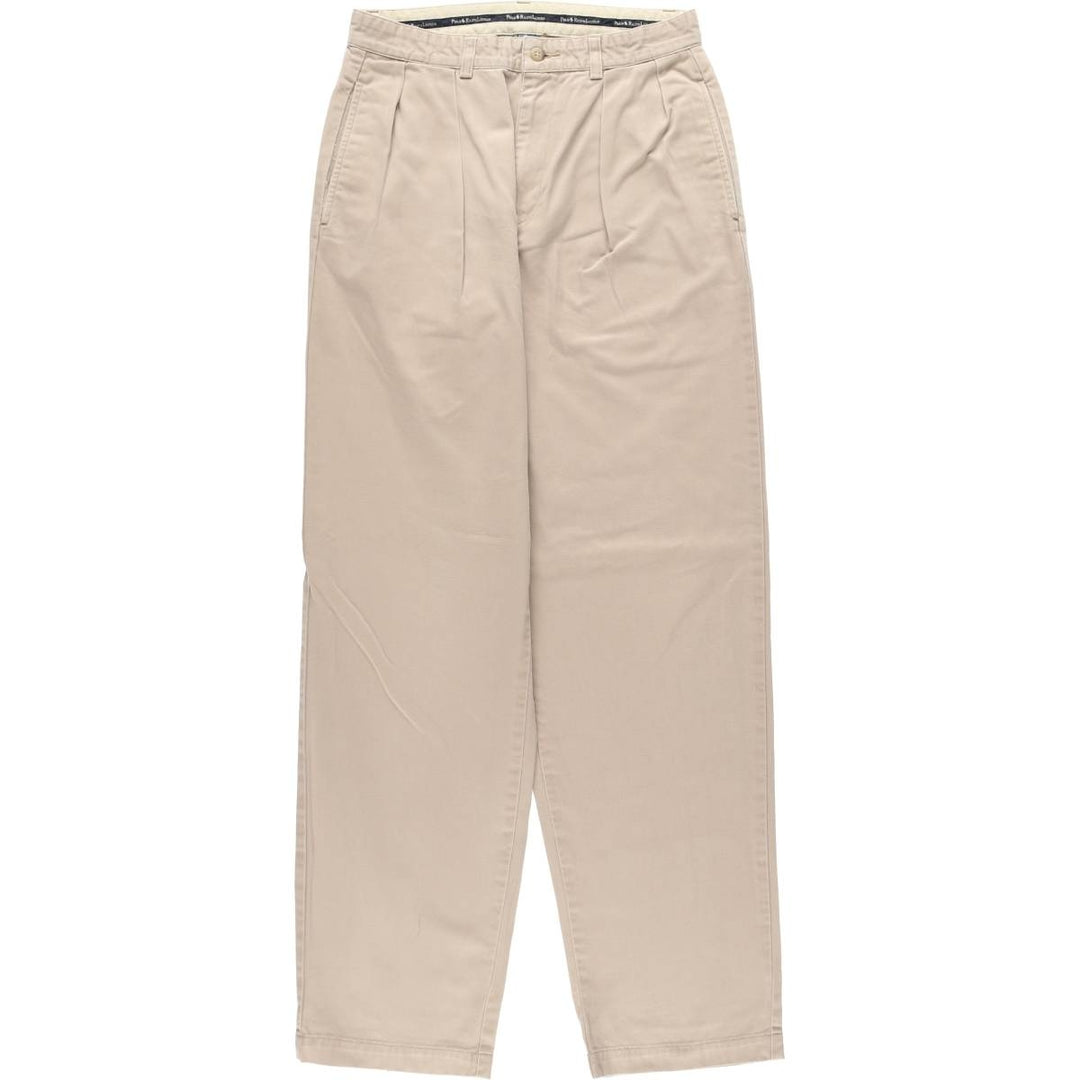 Ralph Lauren Polo Ralph Lauren Two-Pleat Chino Pants, Men's Size W29 (approx.) cotton Beige type Vintage Second Hand
