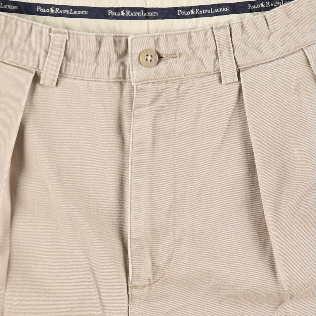 Ralph Lauren Polo Ralph Lauren Two-Pleat Chino Pants, Men's Size W29 (approx.) cotton Beige type Vintage Second Hand