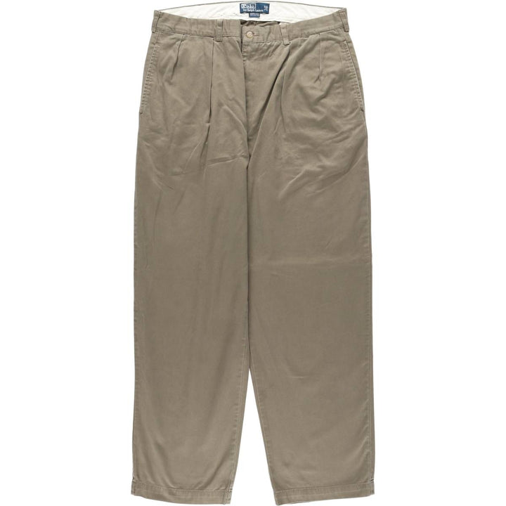 Ralph Lauren POLO by Ralph Lauren ANDREW PANT, two-pleat chino pants, men's, W35 equivalent cotton gray type Vintage Second Hand