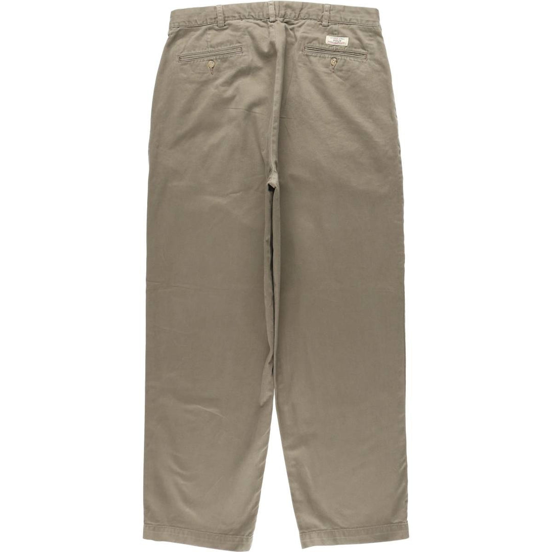 Ralph Lauren POLO by Ralph Lauren ANDREW PANT, two-pleat chino pants, men's, W35 equivalent cotton gray type Vintage Second Hand
