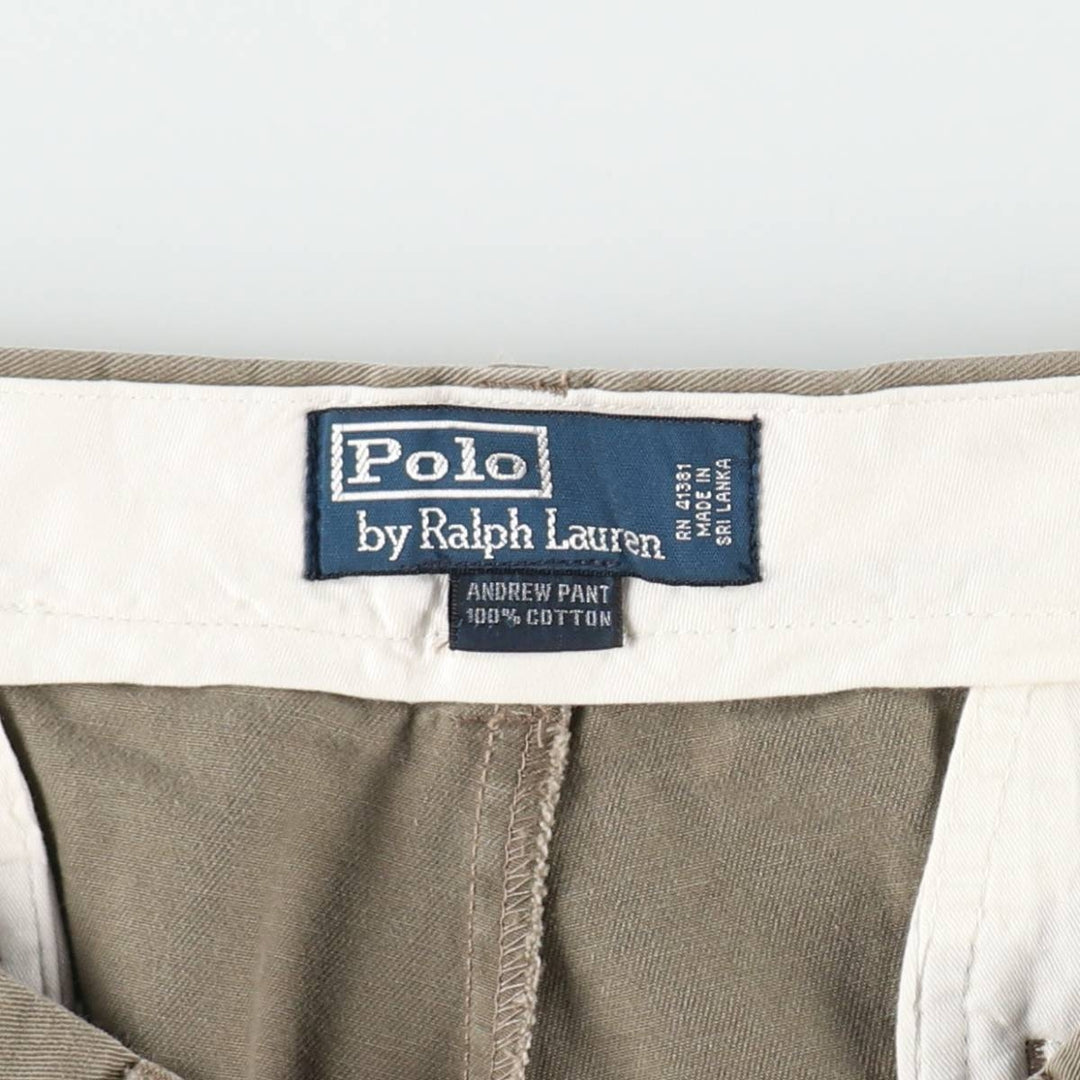 Ralph Lauren POLO by Ralph Lauren ANDREW PANT, two-pleat chino pants, men's, W35 equivalent cotton gray type Vintage Second Hand