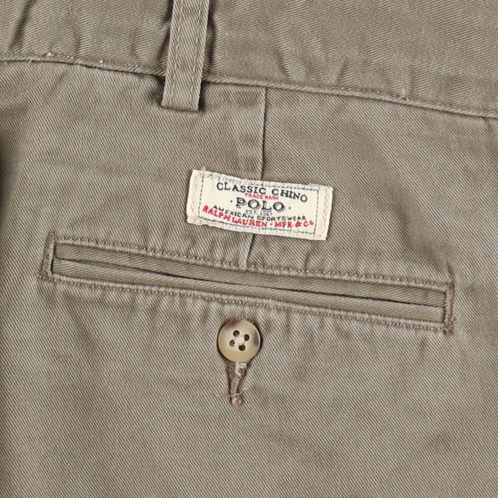 Ralph Lauren POLO by Ralph Lauren ANDREW PANT, two-pleat chino pants, men's, W35 equivalent cotton gray type Vintage Second Hand