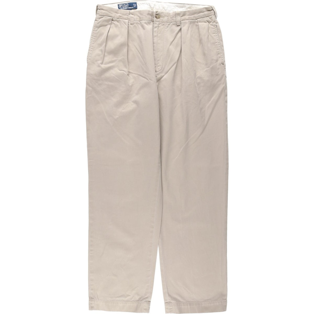 Ralph Lauren POLO by Ralph Lauren ANDREW PANT Two-pleat chino pants for men, equivalent to W33 cotton Beige type Vintage Second Hand