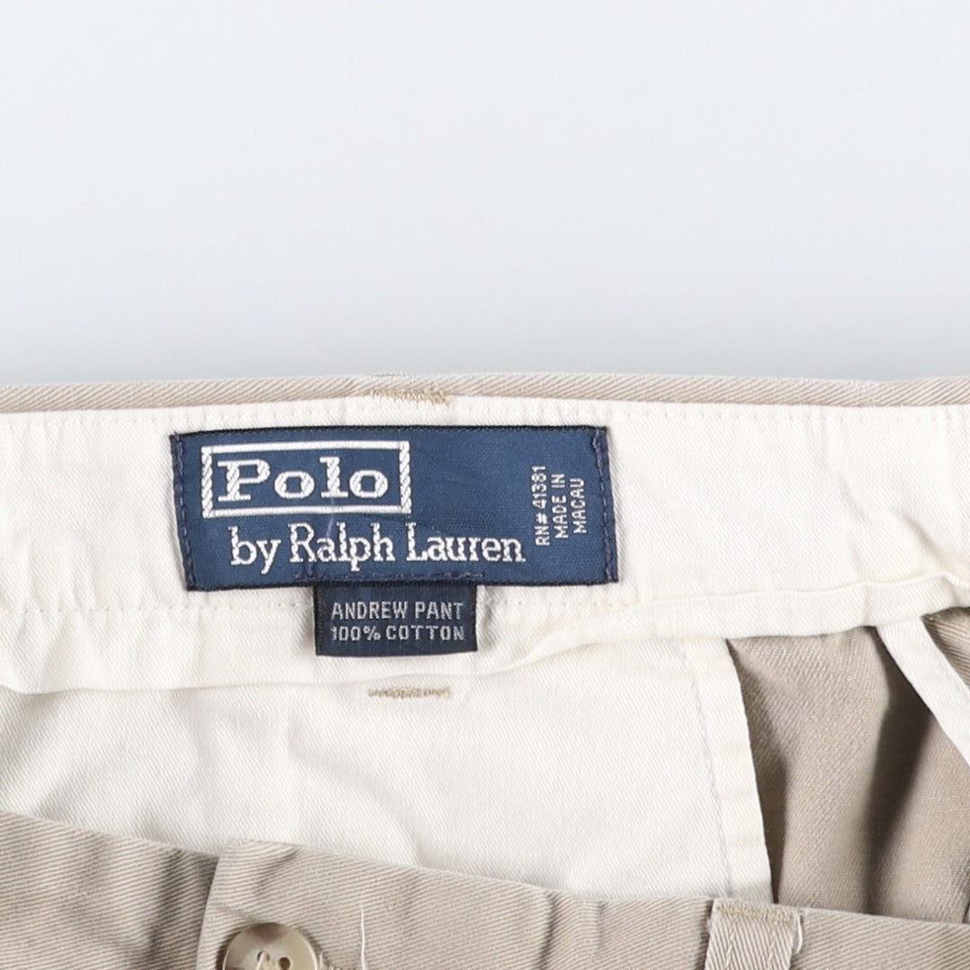 Ralph Lauren POLO by Ralph Lauren ANDREW PANT Two-pleat chino pants for men, equivalent to W33 cotton Beige type Vintage Second Hand