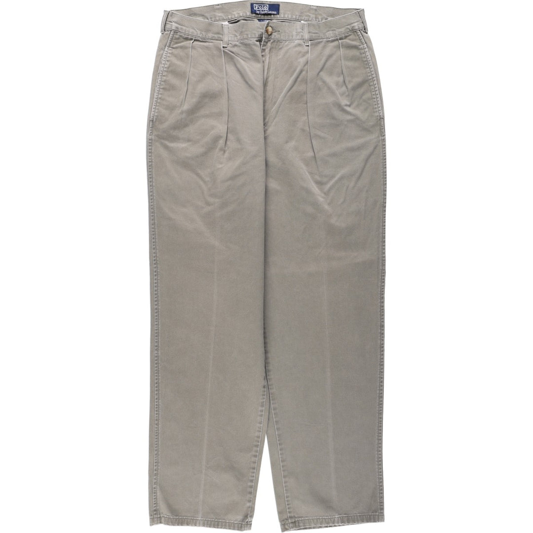 Ralph Lauren POLO by Ralph Lauren Two-pleat Chino Pants for Men, W34 equivalent cotton Khaki type Vintage Second Hand
