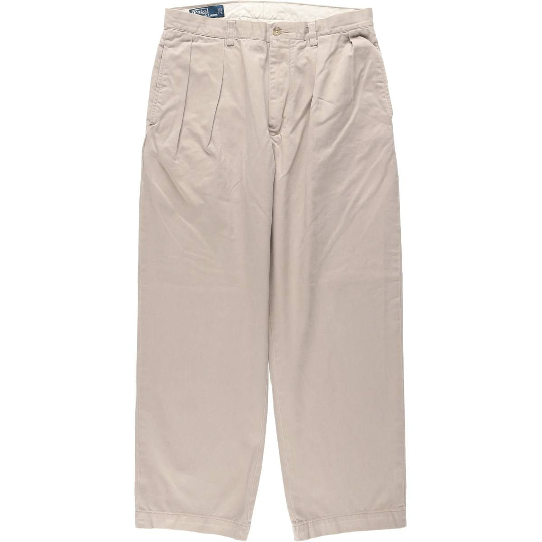 Ralph Lauren POLO by Ralph Lauren ANDREW PANT Two-pleat chino pants for men, equivalent to W33 cotton Beige type Vintage Second Hand