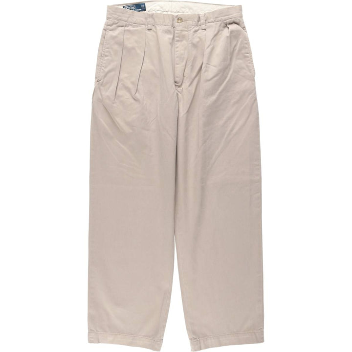 Ralph Lauren POLO by Ralph Lauren ANDREW PANT Two-pleat chino pants for men, equivalent to W33 cotton Beige type Vintage Second Hand
