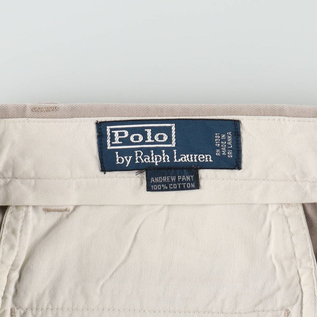 Ralph Lauren POLO by Ralph Lauren ANDREW PANT Two-pleat chino pants for men, equivalent to W33 cotton Beige type Vintage Second Hand