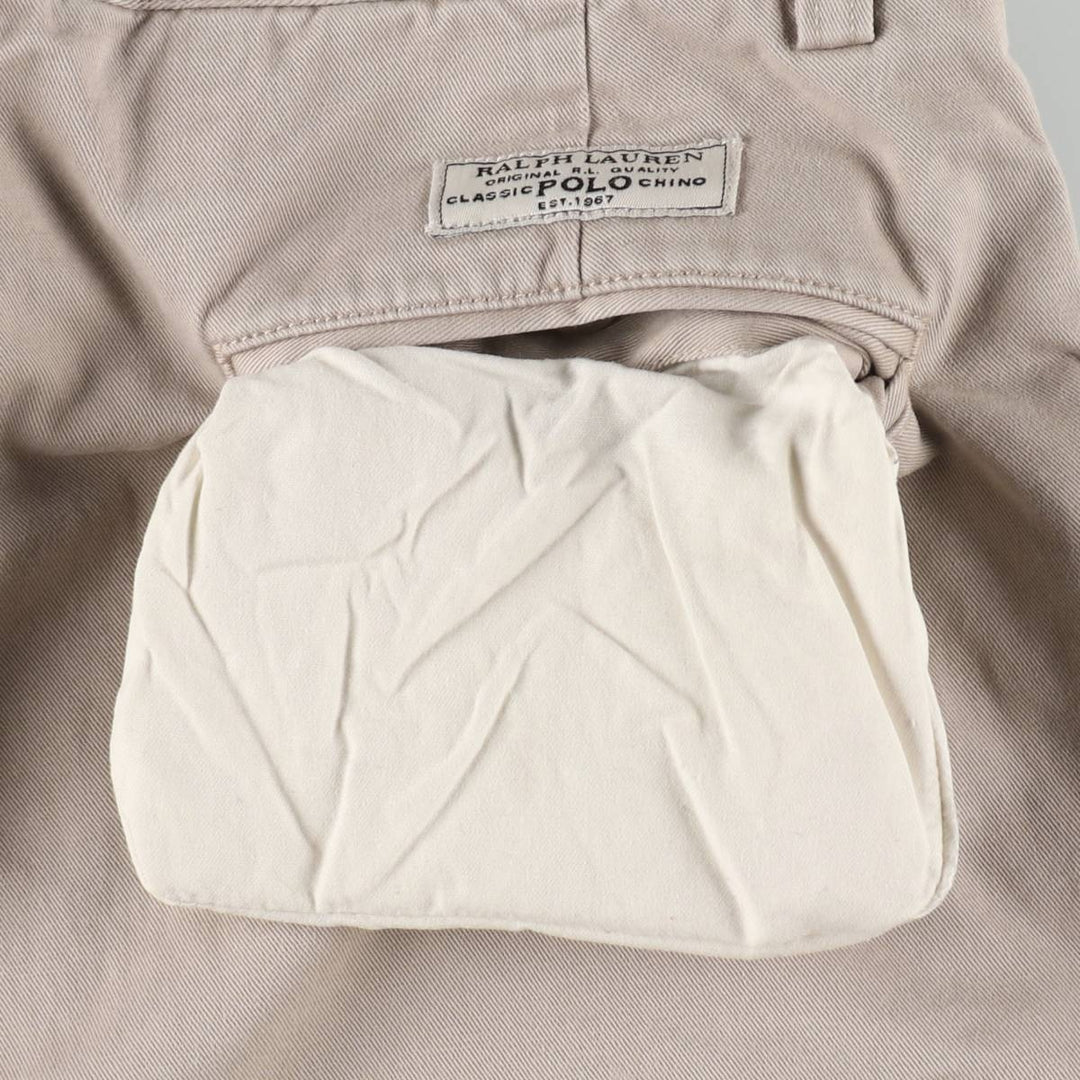 Ralph Lauren POLO by Ralph Lauren ANDREW PANT Two-pleat chino pants for men, equivalent to W33 cotton Beige type Vintage Second Hand