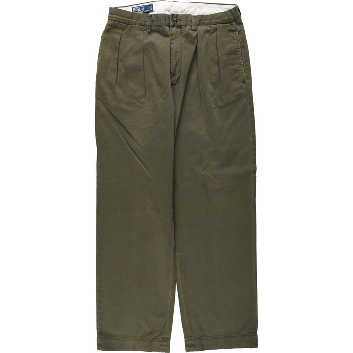 Ralph Lauren POLO by Ralph Lauren ANDREW PANT, two-pleat chino pants, men's, W32 equivalent cotton Khaki type Vintage Second Hand