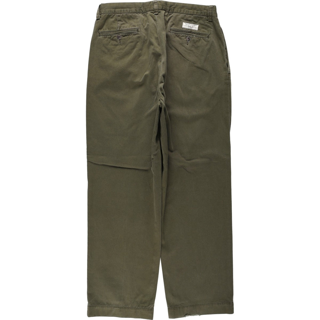 Ralph Lauren POLO by Ralph Lauren ANDREW PANT, two-pleat chino pants, men's, W32 equivalent cotton Khaki type Vintage Second Hand