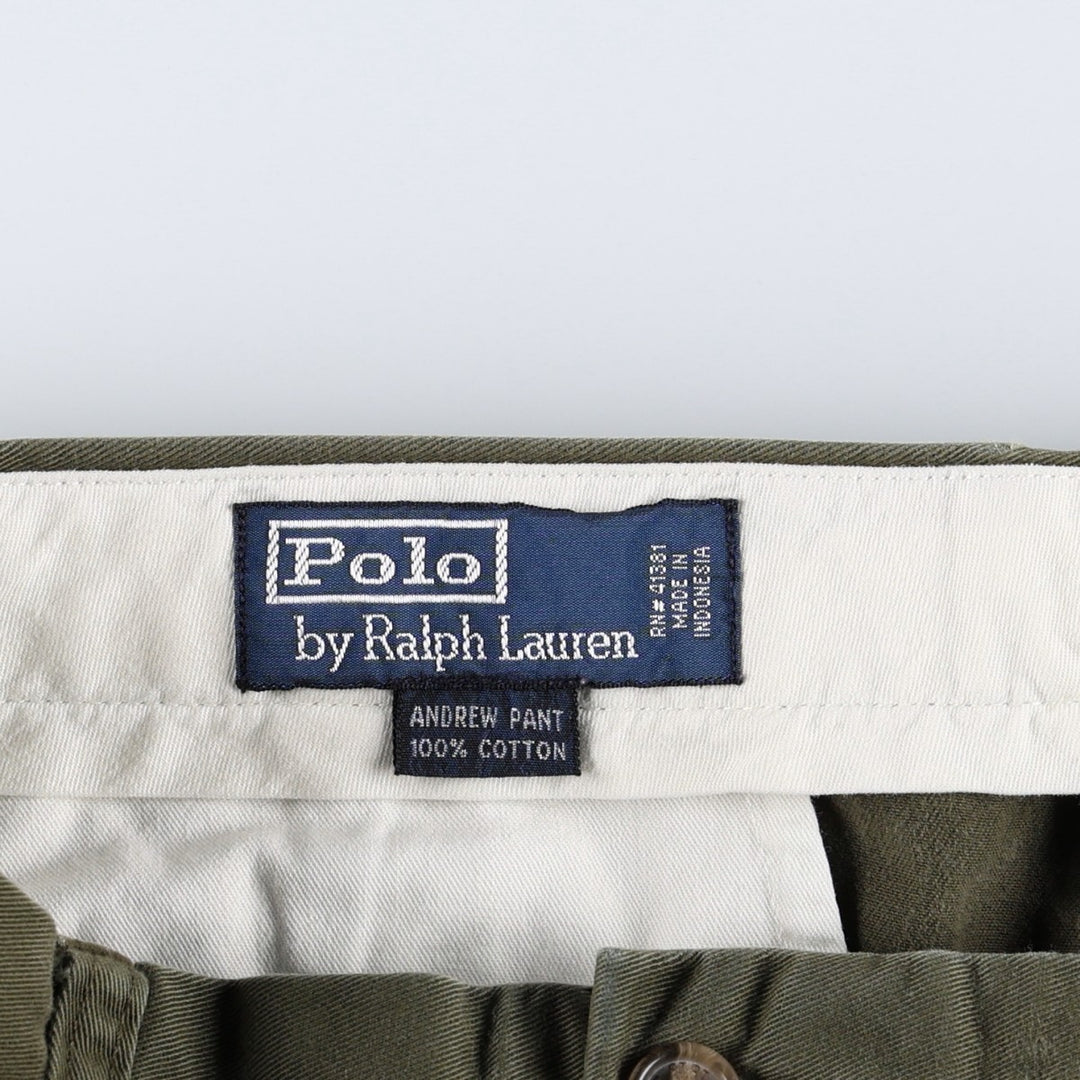 Ralph Lauren POLO by Ralph Lauren ANDREW PANT, two-pleat chino pants, men's, W32 equivalent cotton Khaki type Vintage Second Hand