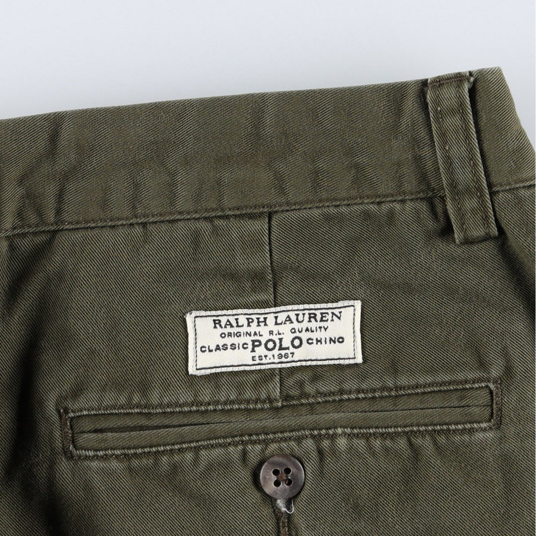Ralph Lauren POLO by Ralph Lauren ANDREW PANT, two-pleat chino pants, men's, W32 equivalent cotton Khaki type Vintage Second Hand