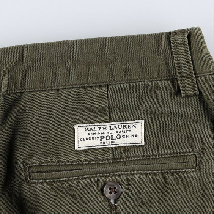 Ralph Lauren POLO by Ralph Lauren ANDREW PANT, two-pleat chino pants, men's, W32 equivalent cotton Khaki type Vintage Second Hand
