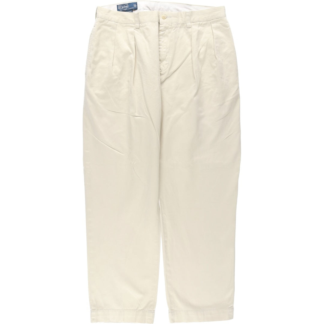 Ralph Lauren POLO by Ralph Lauren ETHAN PANT Two-pleat chino pants for men, size W34 cotton unbleached Vintage Second Hand