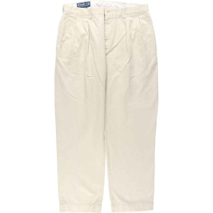 Ralph Lauren POLO by Ralph Lauren ETHAN PANT Two-pleat chino pants for men, size W34 cotton unbleached Vintage Second Hand