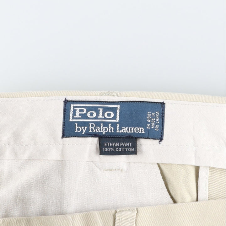 Ralph Lauren POLO by Ralph Lauren ETHAN PANT Two-pleat chino pants for men, size W34 cotton unbleached Vintage Second Hand