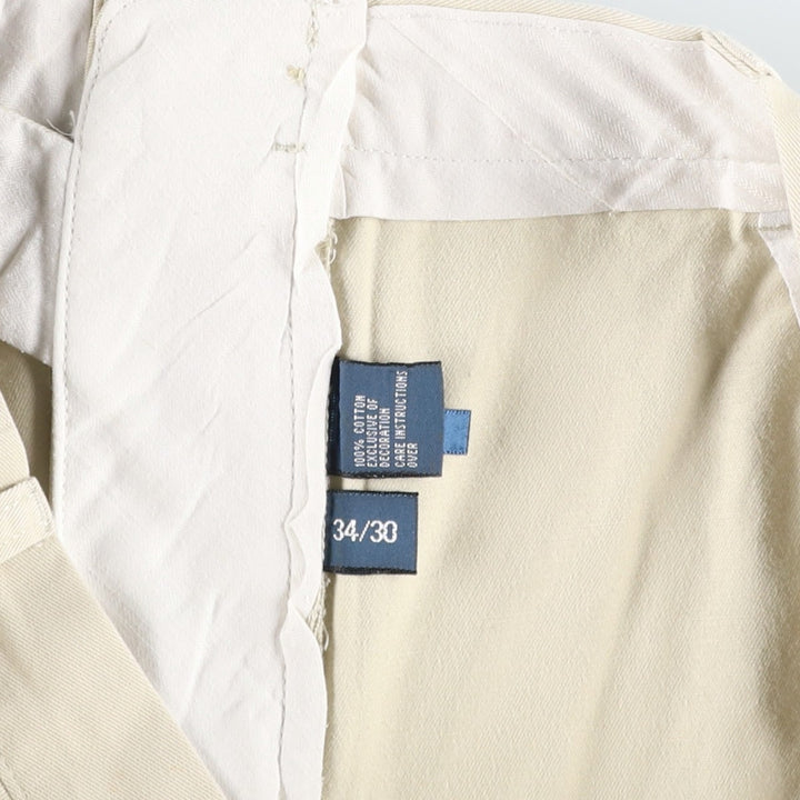 Ralph Lauren POLO by Ralph Lauren ETHAN PANT Two-pleat chino pants for men, size W34 cotton unbleached Vintage Second Hand