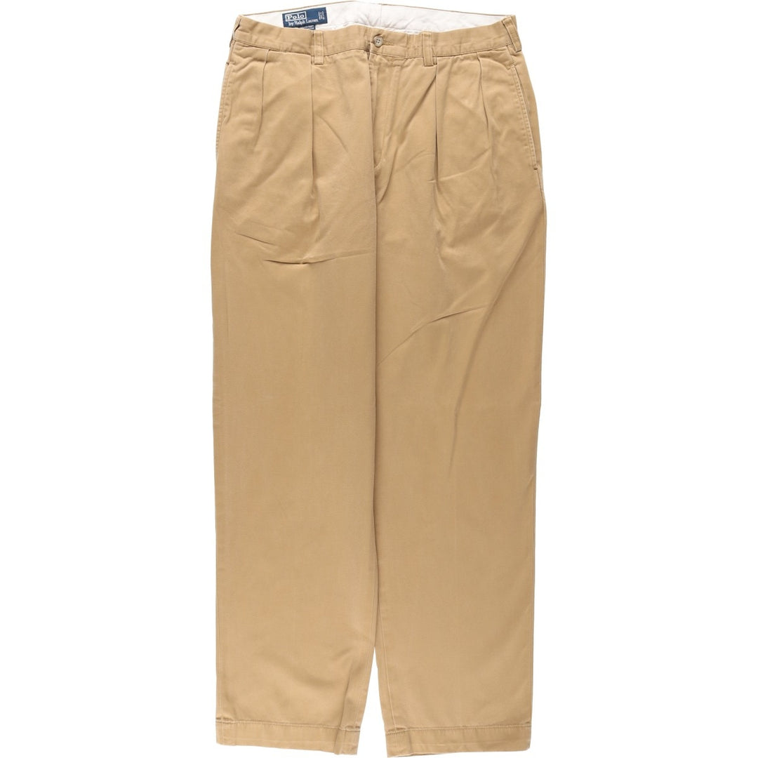 Ralph Lauren POLO by Ralph Lauren ANDREW PANT Two-pleat chino pants for men, equivalent to W34 cotton Beige type Vintage Second Hand