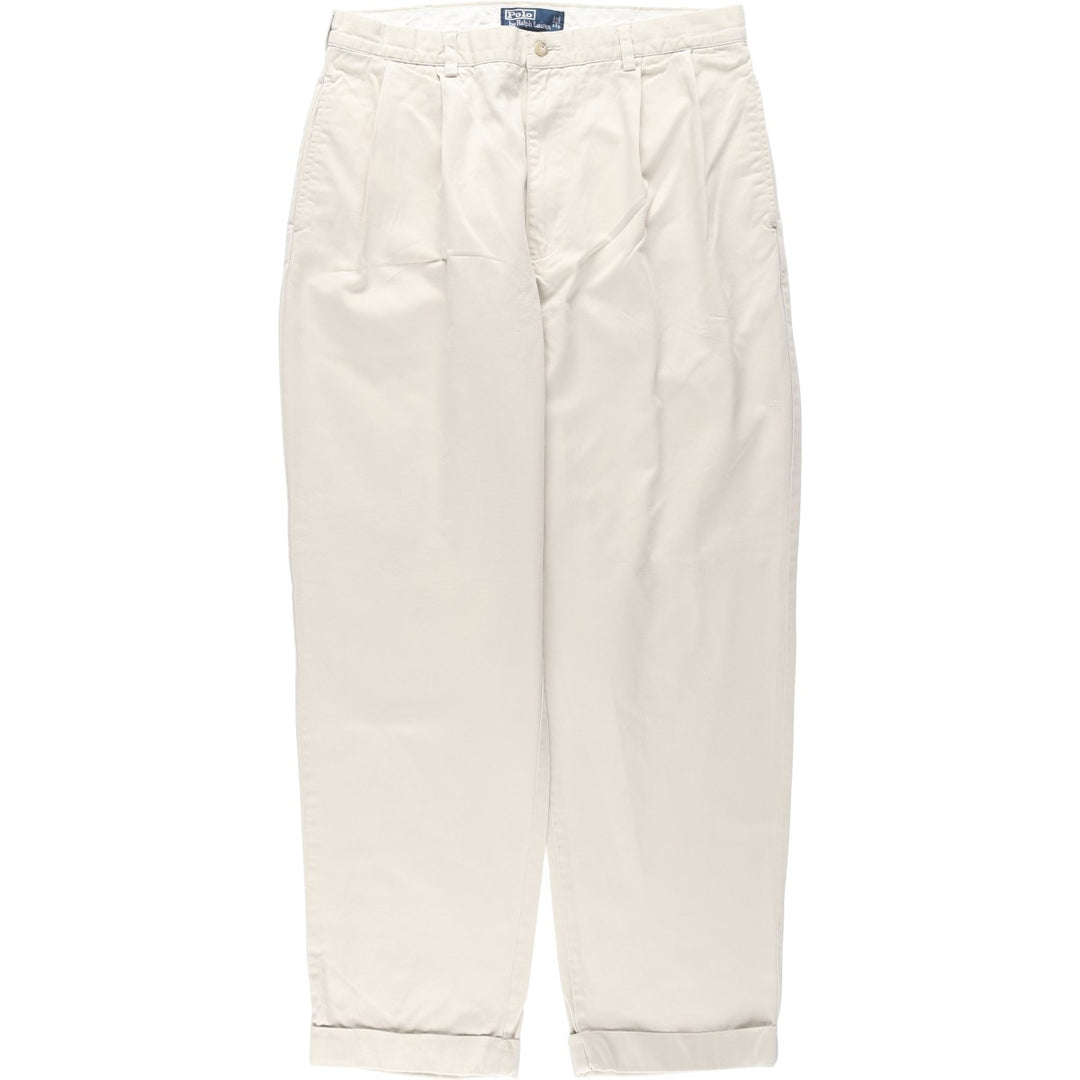 Ralph Lauren POLO by Ralph Lauren HAMMOND PANT, two-pleat chino pants, men's, w34 equivalent cotton Beige type Vintage Second Hand