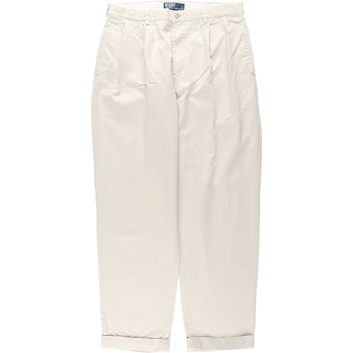 Ralph Lauren POLO by Ralph Lauren HAMMOND PANT, two-pleat chino pants, men's, w34 equivalent cotton Beige type Vintage Second Hand