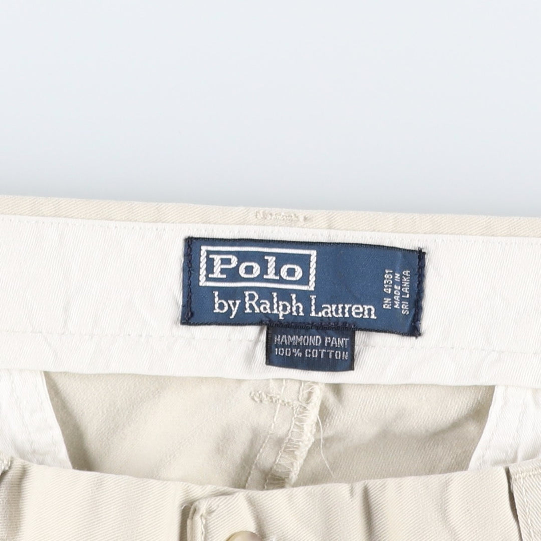 Ralph Lauren POLO by Ralph Lauren HAMMOND PANT, two-pleat chino pants, men's, w34 equivalent cotton Beige type Vintage Second Hand