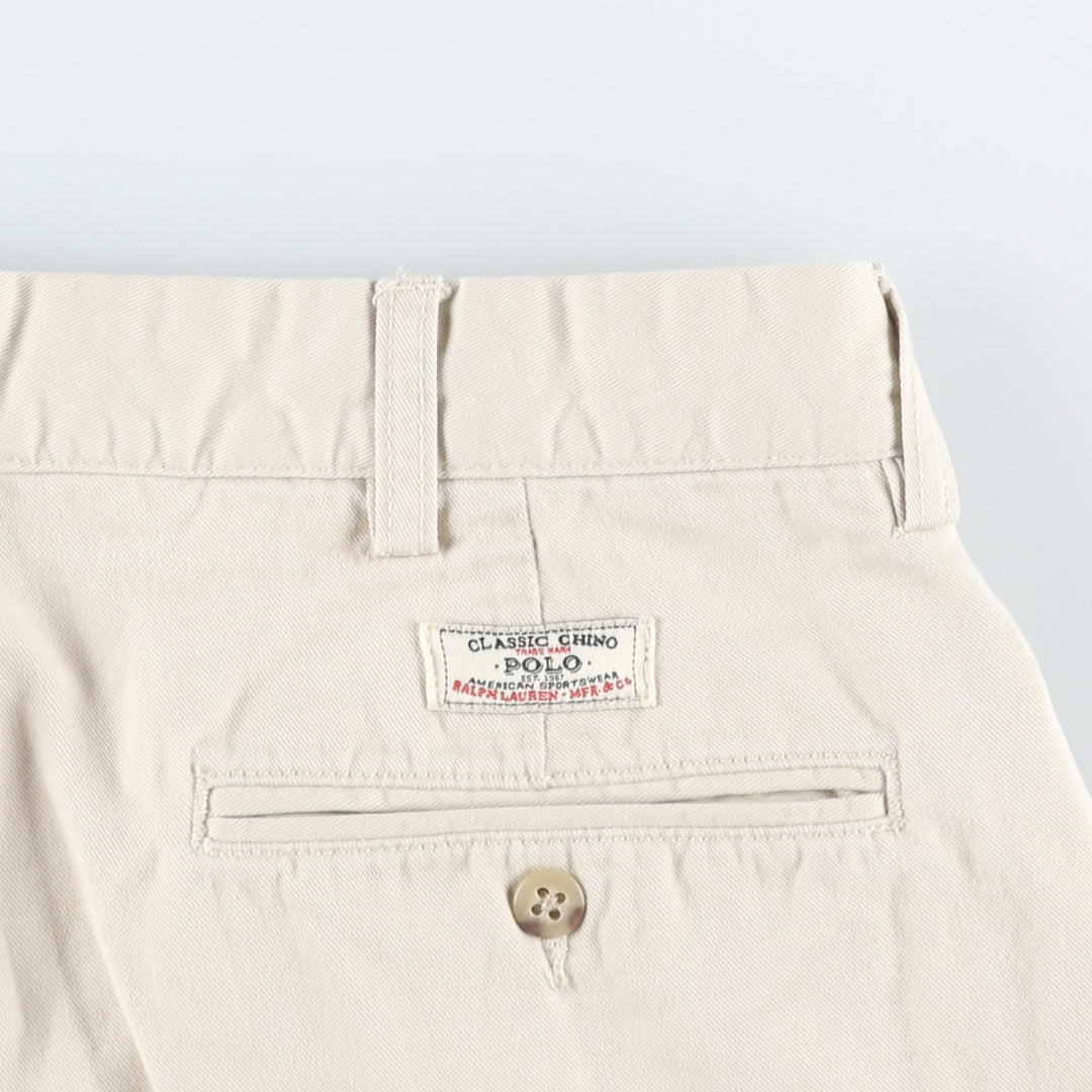 Ralph Lauren POLO by Ralph Lauren HAMMOND PANT, two-pleat chino pants, men's, w34 equivalent cotton Beige type Vintage Second Hand