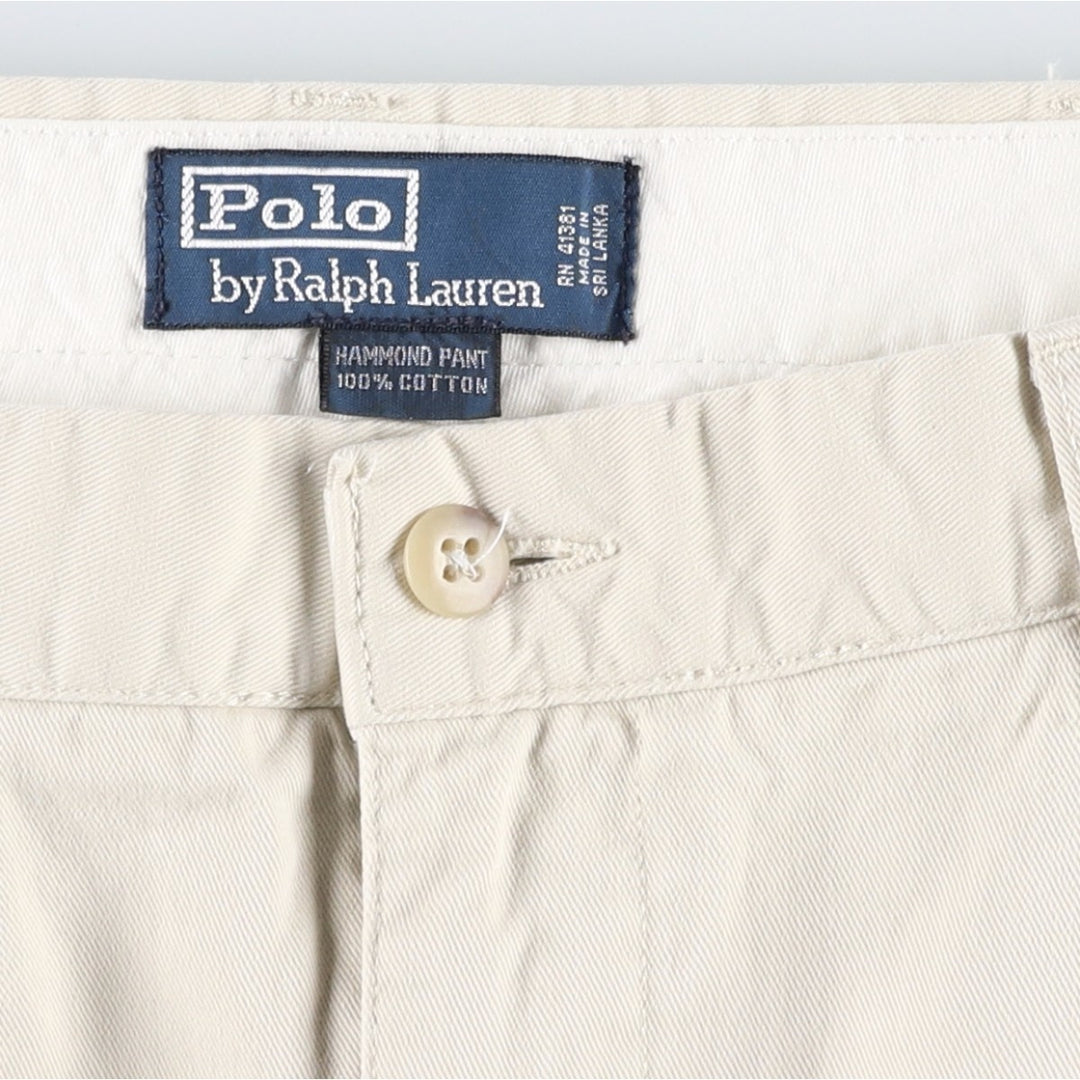 Ralph Lauren POLO by Ralph Lauren HAMMOND PANT, two-pleat chino pants, men's, w34 equivalent cotton Beige type Vintage Second Hand