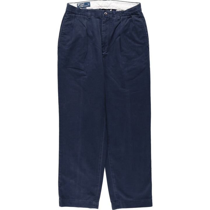 Ralph Lauren POLO by Ralph Lauren ANDREW PANT Two-pleat chino pants for men, W30 equivalent cotton navy blue type Vintage Second Hand