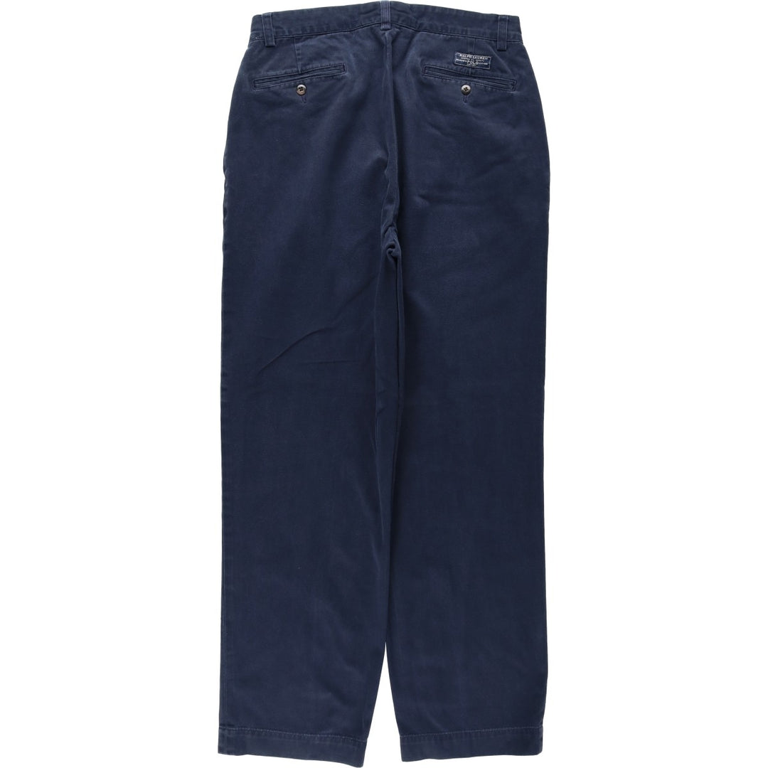 Ralph Lauren POLO by Ralph Lauren ANDREW PANT Two-pleat chino pants for men, W30 equivalent cotton navy blue type Vintage Second Hand