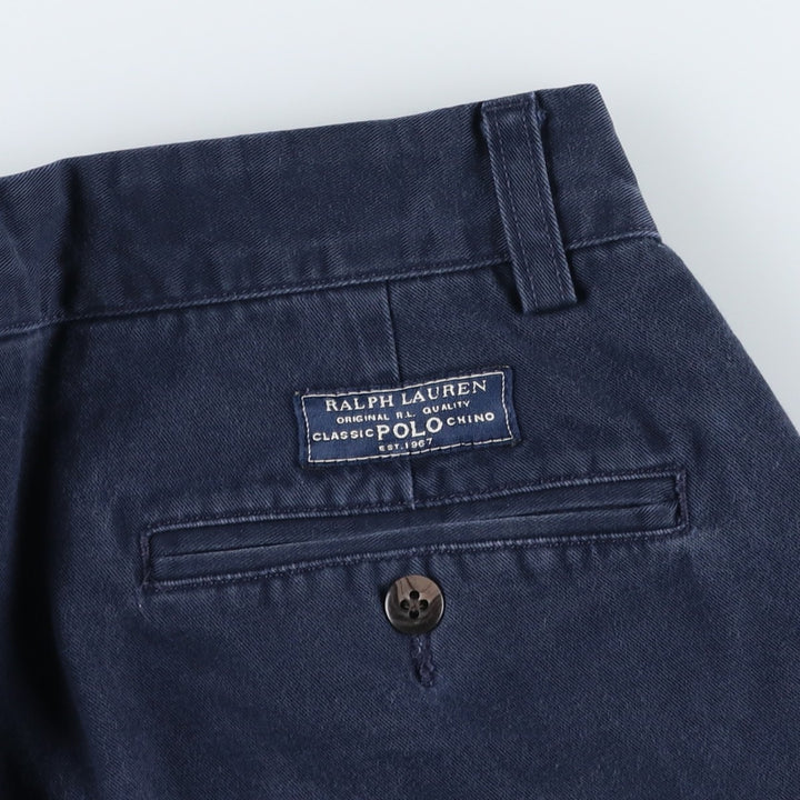 Ralph Lauren POLO by Ralph Lauren ANDREW PANT Two-pleat chino pants for men, W30 equivalent cotton navy blue type Vintage Second Hand